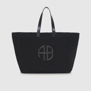 Anine Bing Black Canvas and Leather Oversized Tote Bag